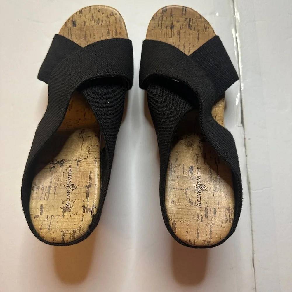 Jaclyn Smith Heeled Open Toe Cork Sandals Size 7.5